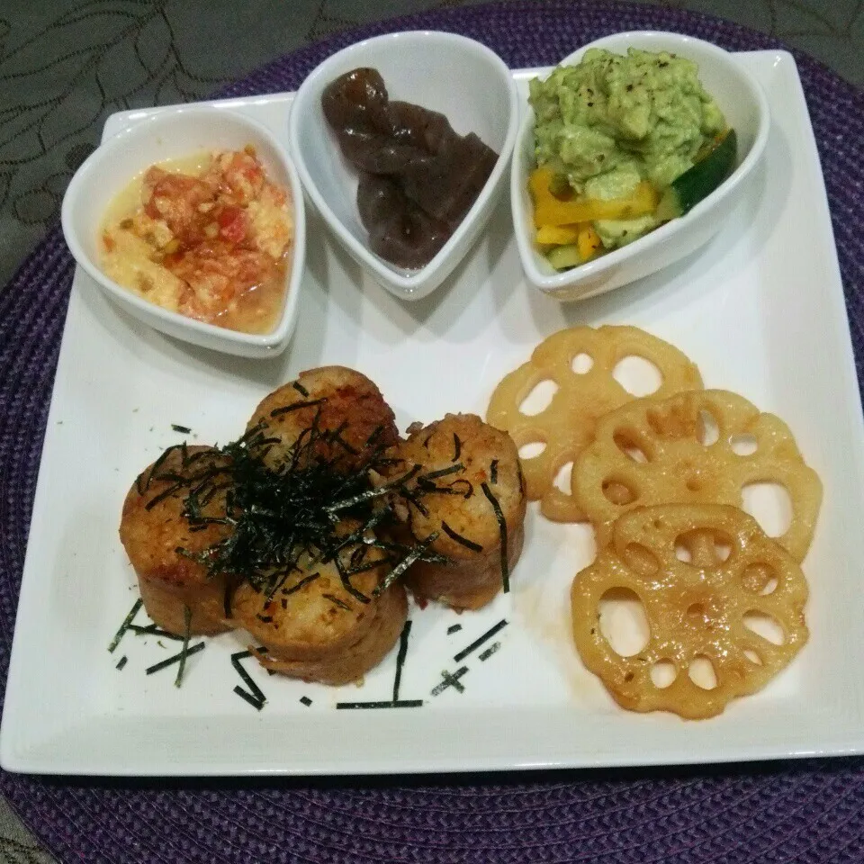 今日の晩ご飯 肉巻きご飯など…|ふみきゅんさん