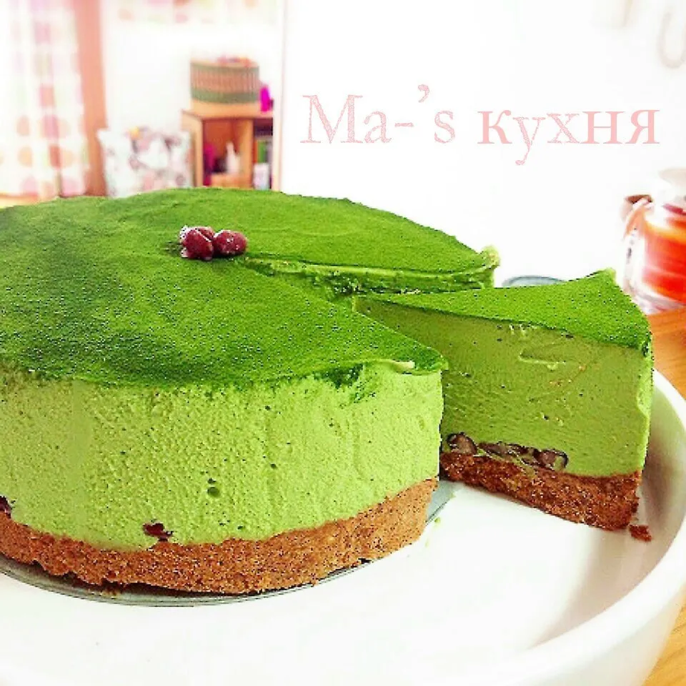 小豆入り♡抹茶のレアチーズケーキ(マスカルポーネ)|ミキオさん
