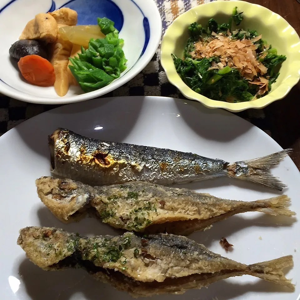 鯵の塩青海苔焼。秋刀魚塩焼。|Makokoさん