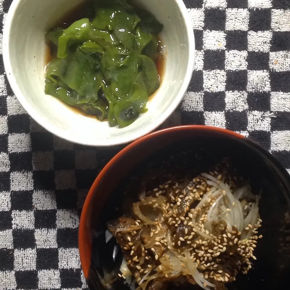 めかぶポン酢と味噌めかぶ玉葱。|Makokoさん