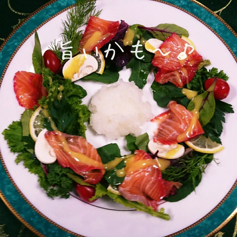 サーモンフィレのクリスマスリースバージョン|マイケルの料理さん