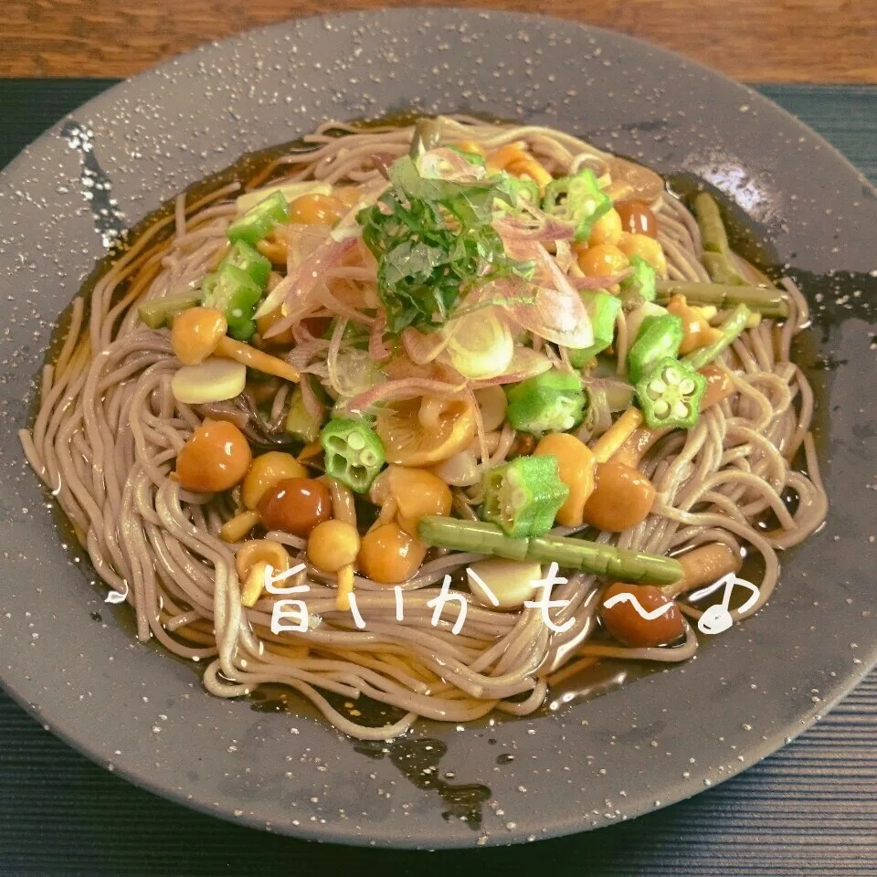 山菜とオクラとミョウガのお蕎麦|マイケルの料理さん