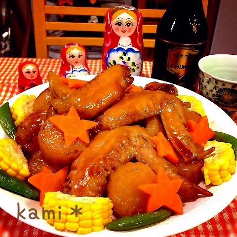 フライパンで♪手羽先と大根の照り煮☆染みウマですよ♡|kamiさん