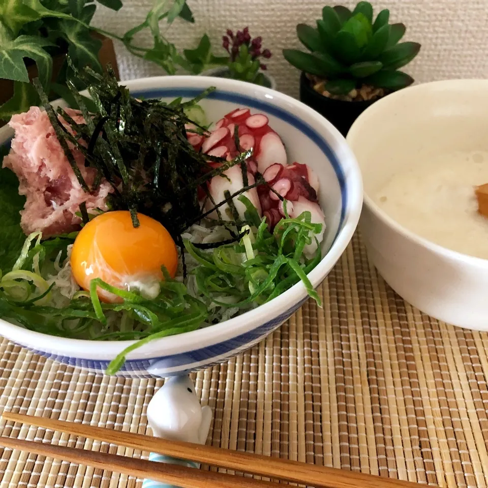 Snapdishの料理写真:海鮮丼と山かけ♫|kazumi_a♡さん