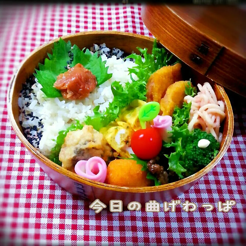 Snapdishの料理写真:今日の曲げわっぱ弁当♪|つばさ(nao)さん