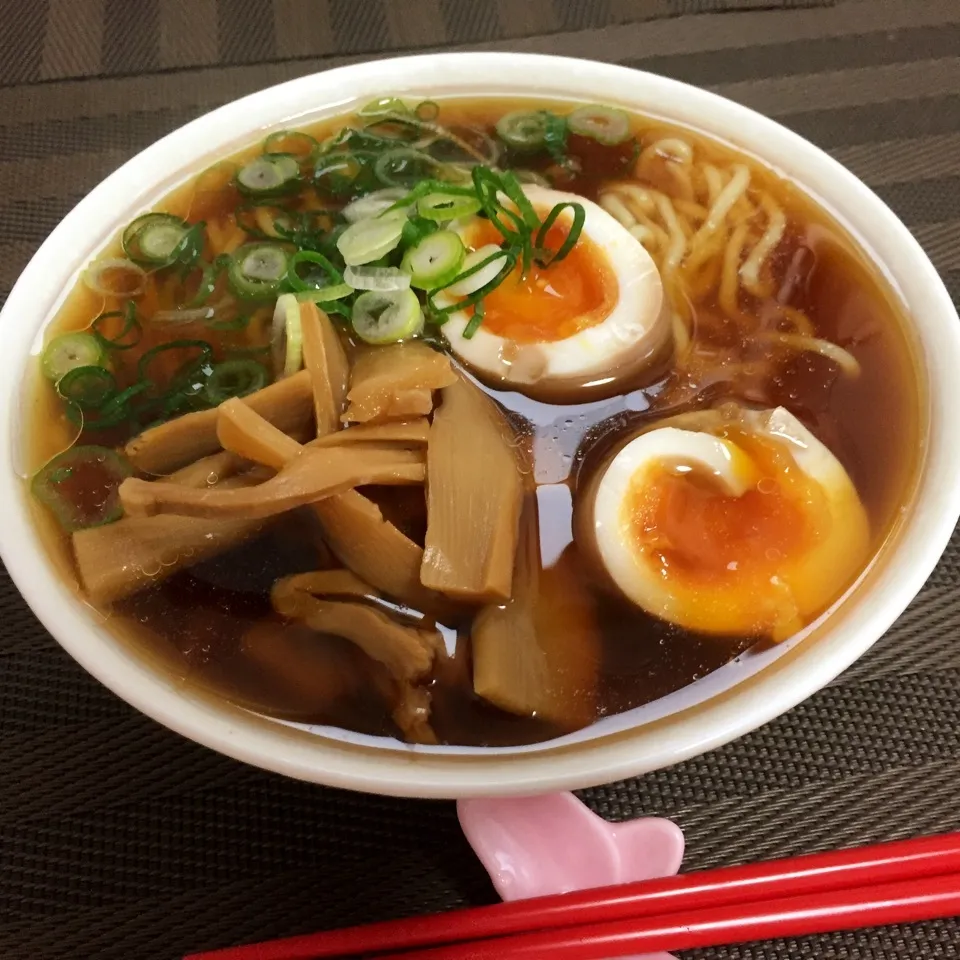 Snapdishの料理写真:煮卵でしょうゆラーメン♡|kazumi_a♡さん