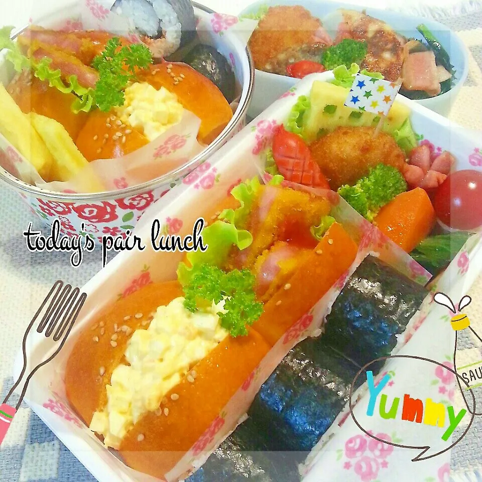 今日のﾍﾟｱ弁当～ﾄﾏﾄﾊﾞﾝｽﾞでﾋﾟｸﾆｯｸlunch？|つばさ(nao)さん