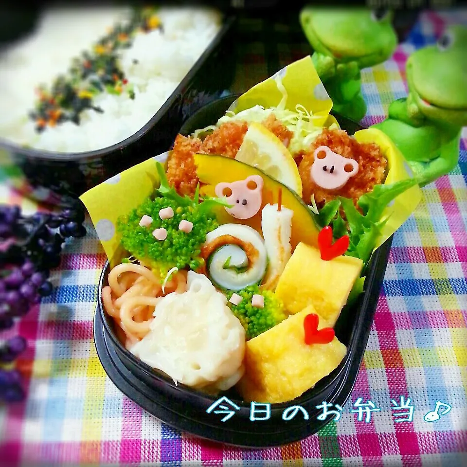 今日のお弁当～豚カツだょ ｶﾀﾂﾑﾘとｶｴﾙｻﾝ♪|つばさ(nao)さん