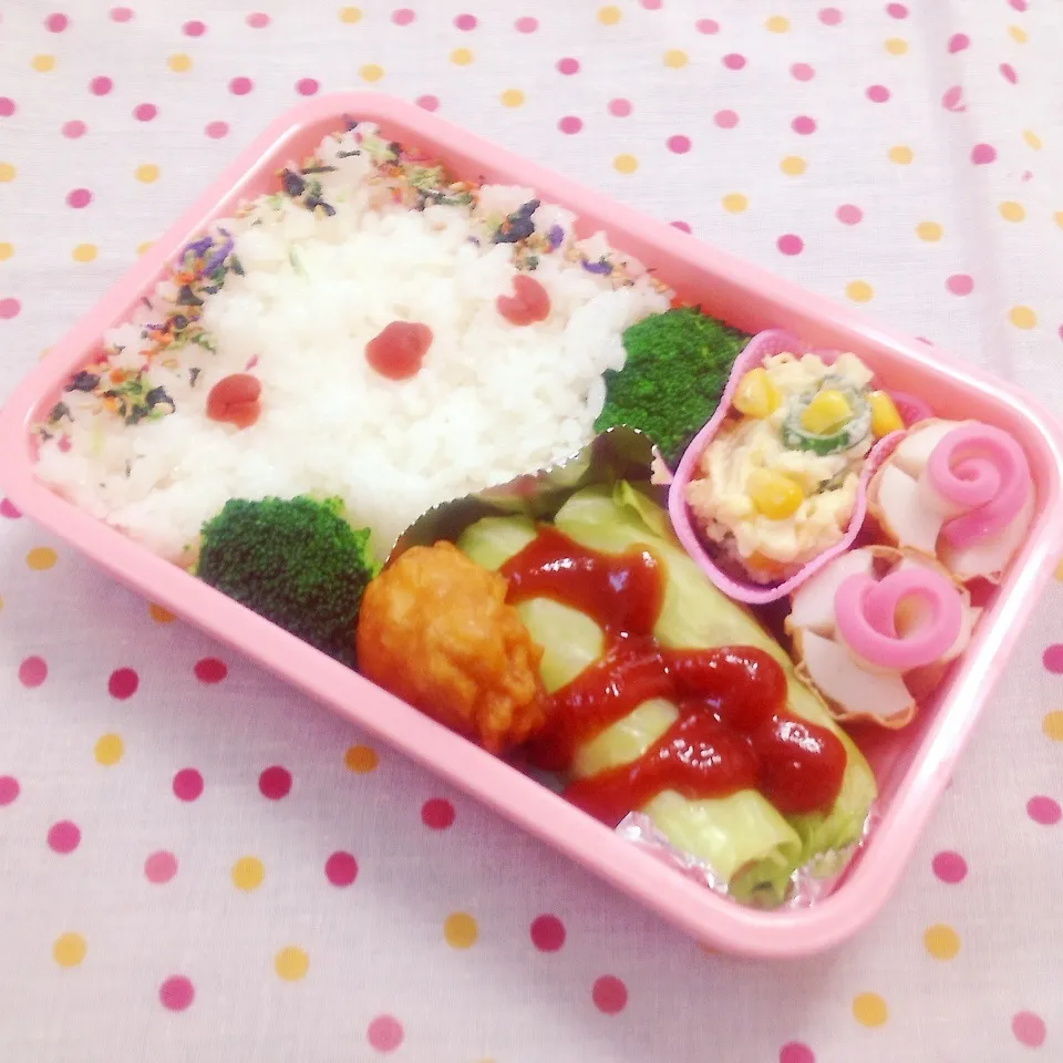 ♡たんぷーさんのウィンナーロールキャベツ風☆弁当|kazumi_a♡さん