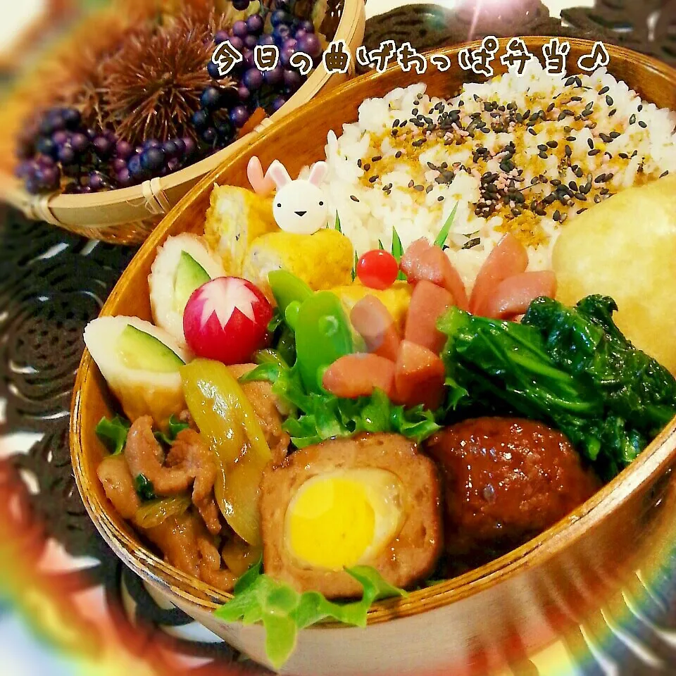 今日の曲げわっぱゎぉ肉でｽﾀﾐﾅ弁当♪|つばさ(nao)さん