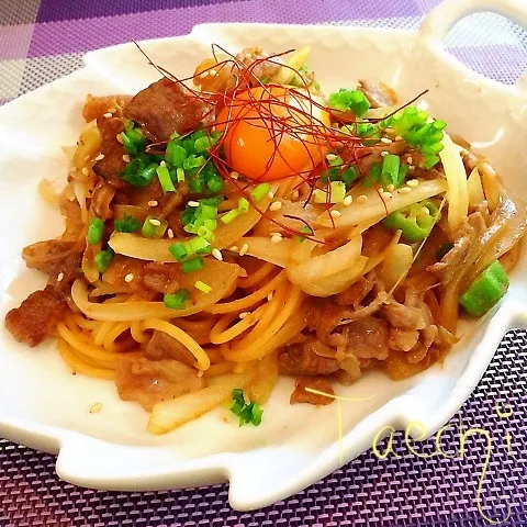 Snapdishの料理写真:お手軽簡単♪焼肉パスタ♪|Taechi309さん