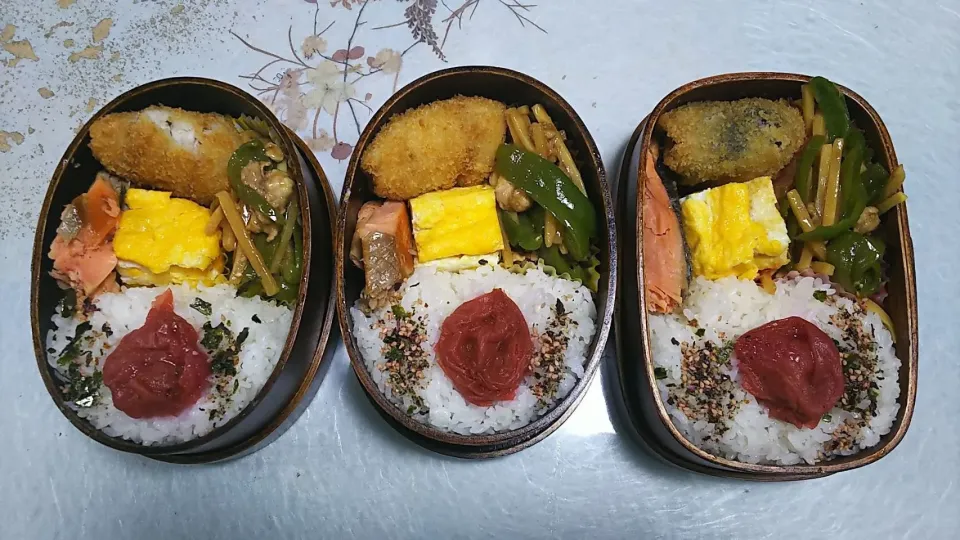 今日のお弁当🍱

青椒肉絲
いわしのフライ
卵焼き
鮭焼き|ボスママさん