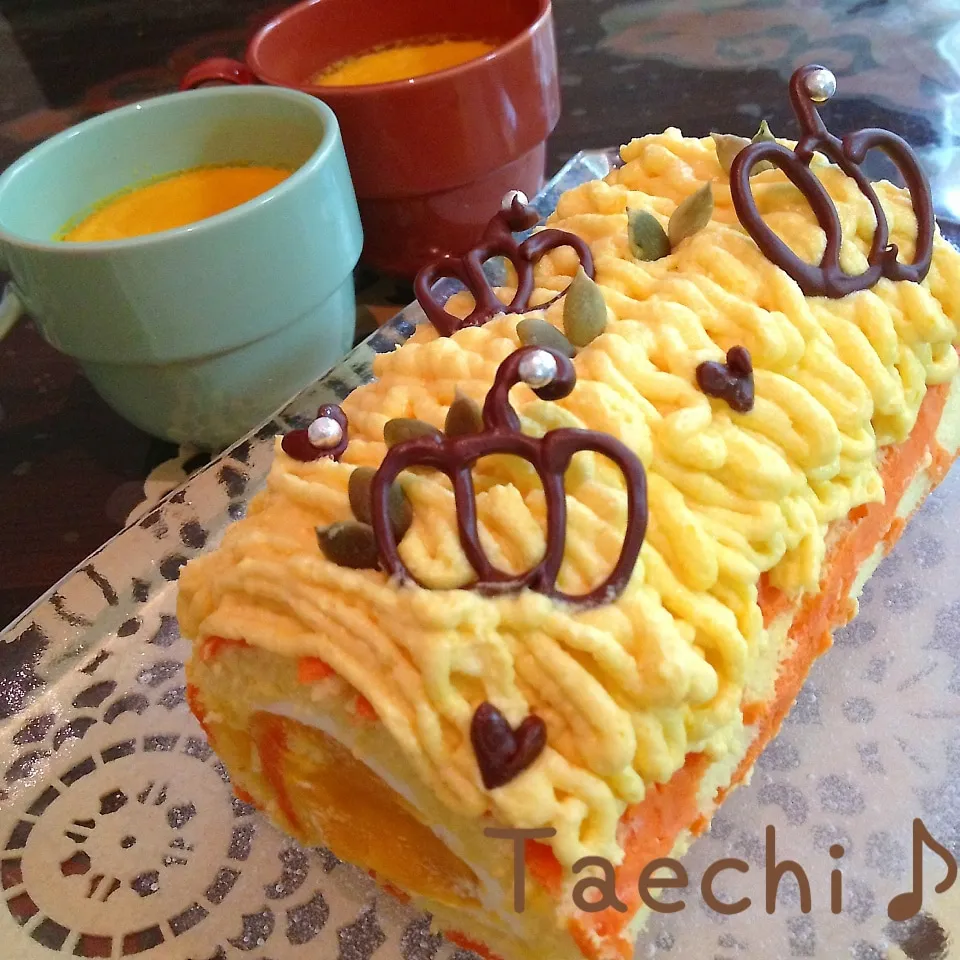 かぼちゃモンブランロールケーキとかぼちゃプリン|Taechi309さん