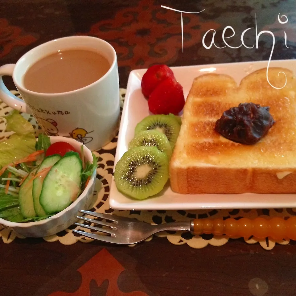 Snapdishの料理写真:小倉トースト朝ごはん|Taechi309さん