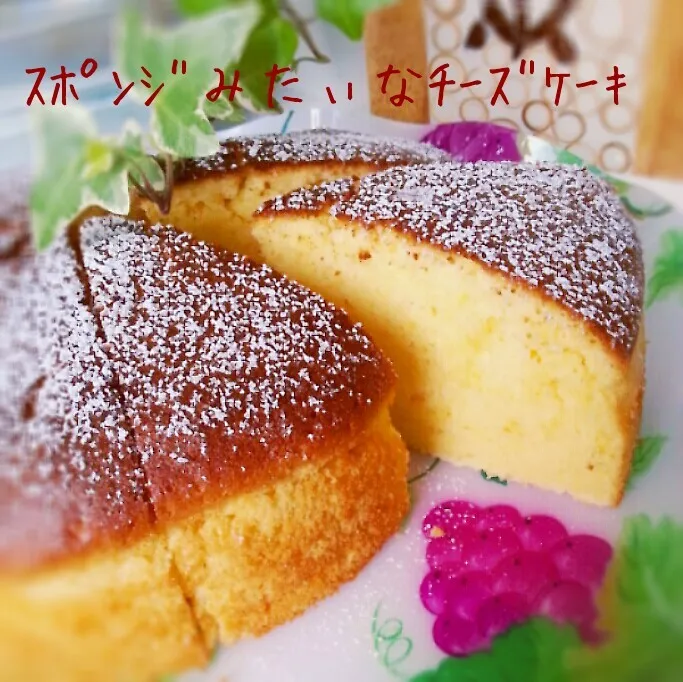 Snapdishの料理写真:ｽﾎﾟﾝｼﾞみたぃなﾁｰｽﾞｹｰｷ♪ (ﾚｼﾋﾟぁり)|つばさ(nao)さん