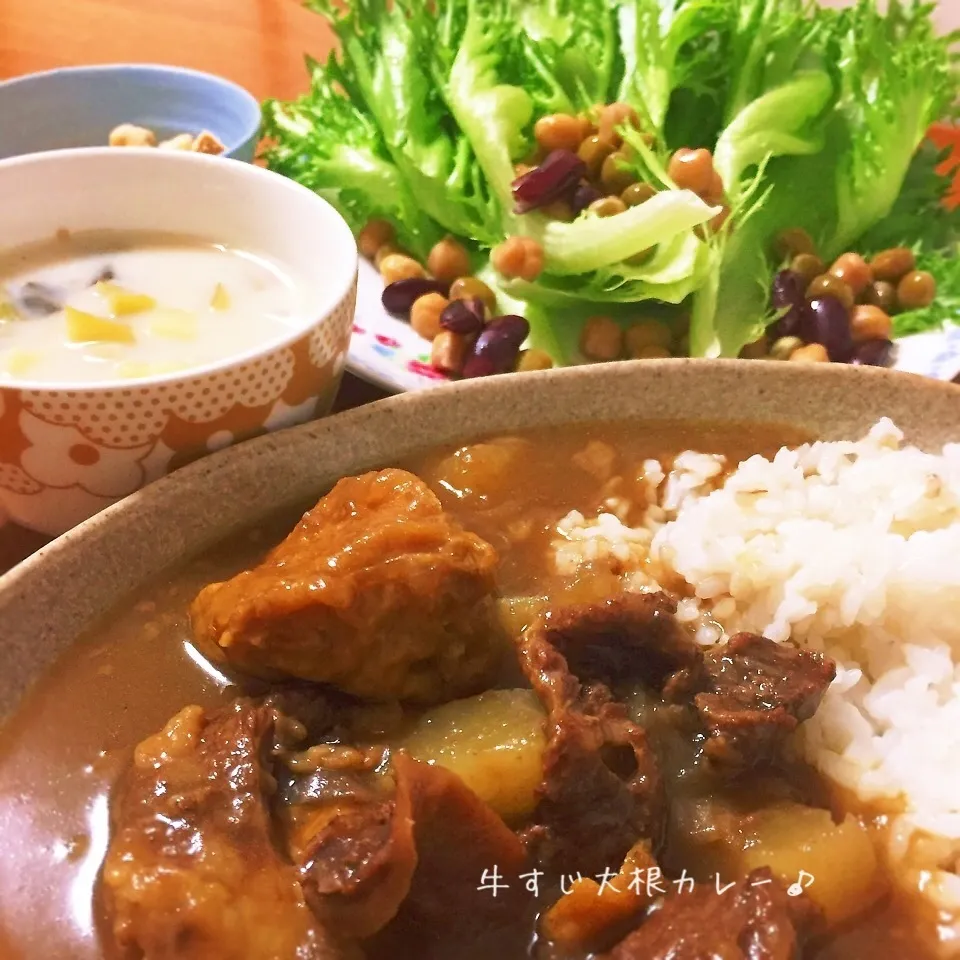 Snapdishの料理写真:＊とろとろ♡牛すじ大根カレー♪＊|ultramarineさん