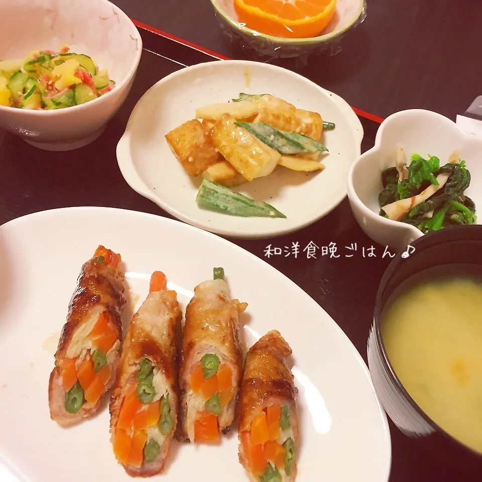 Snapdishの料理写真:＊2日目、和洋食晩ごはん♪生後10日。＊|ultramarineさん