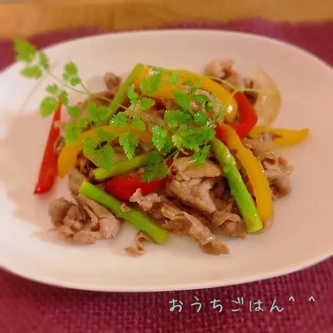 パプリカと牛肉のオイスターソース炒め|ピーチさん