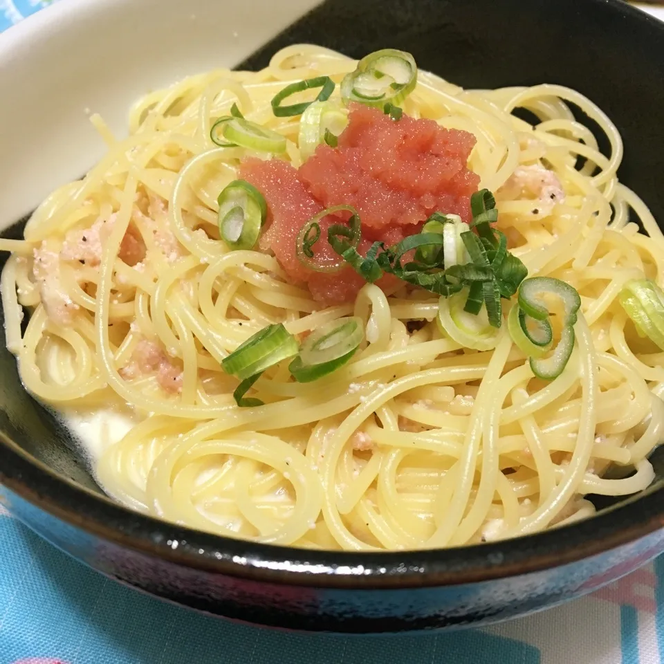 Snapdishの料理写真:生クリームなし！明太クリームパスタ|まちゃこさん