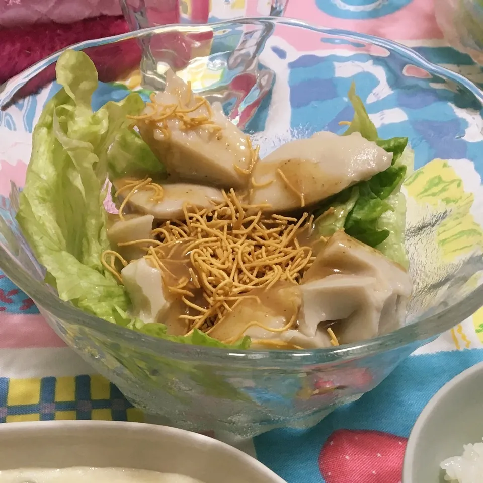 Snapdishの料理写真:胡麻豆腐＆胡麻ドレのパリパリサラダ|まちゃこさん