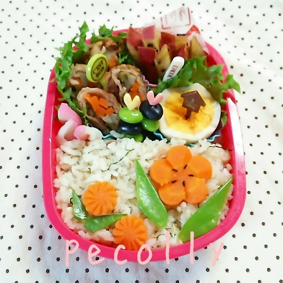 中３女子弁当～鯛めし&牛肉の八幡巻き|kanakoさん