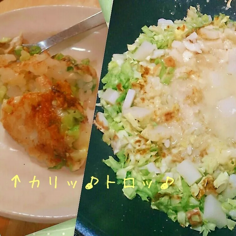 Snapdishの料理写真:ちぢみ粉deライスもんじゃ～♪|mi_neneco♪さん