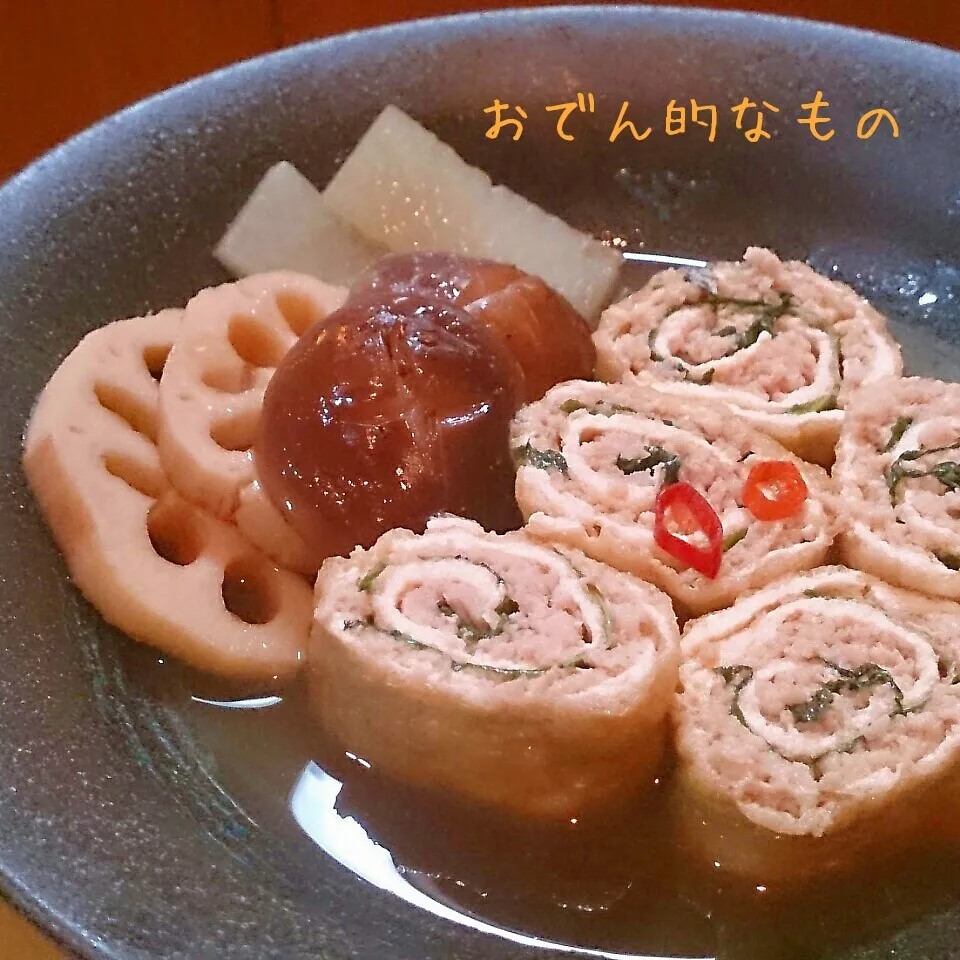 鶏ミンチと大葉のお揚げ巻き煮|mi_neneco♪さん