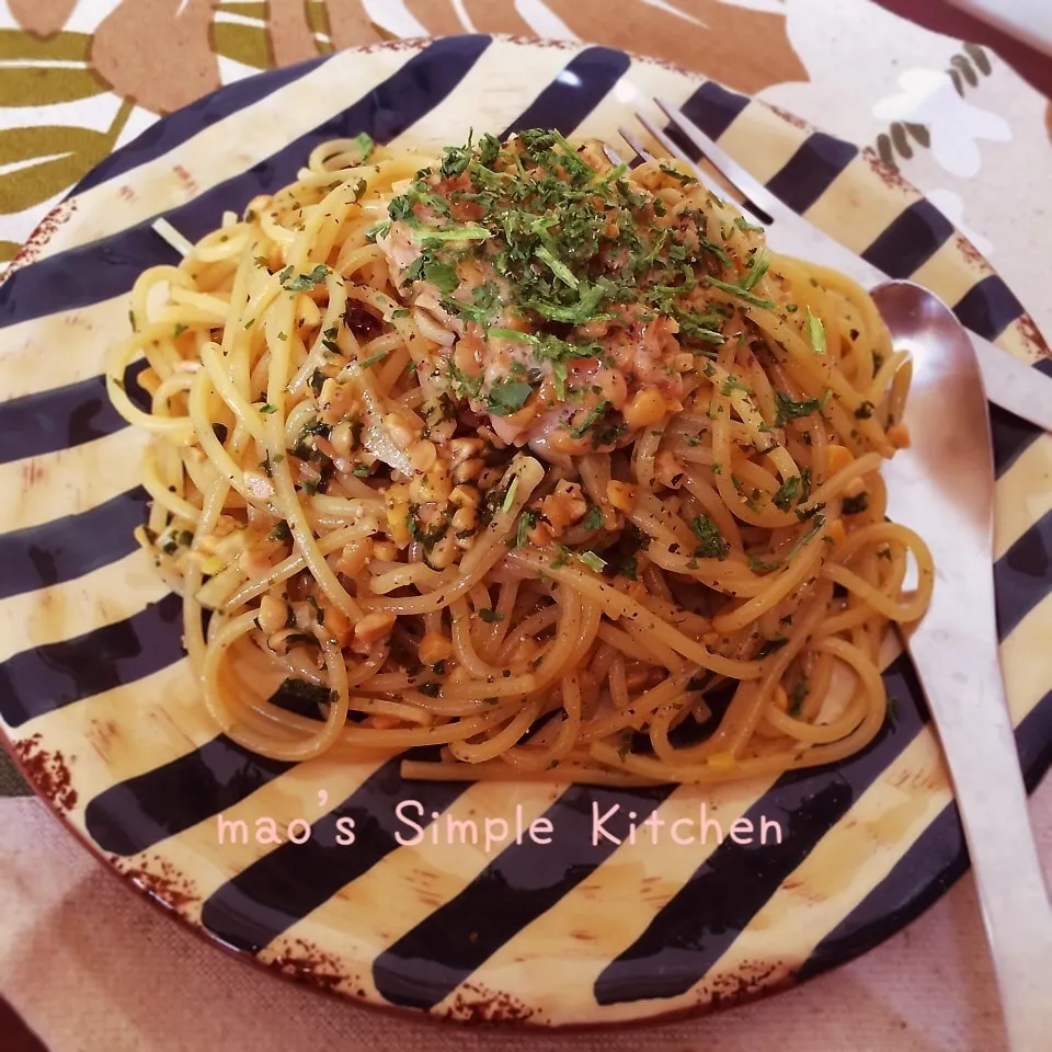 10分！パクチー好きにささげるパクチー納豆パスタ♫|mao's simple kitchenさん