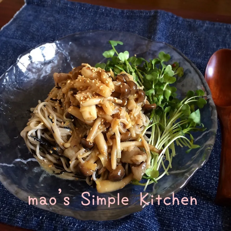 味噌ドレで♫きのこの蕎麦サラダ♫|mao's simple kitchenさん