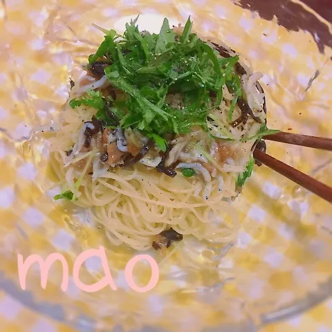 お箸で食べよう♫しらすと梅と昆布の和風冷製パスタ♫|mao's simple kitchenさん