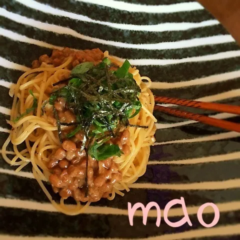 Snapdishの料理写真:10分で出来ちゃう♪【お箸で食べよう！納豆パスタ】|mao's simple kitchenさん