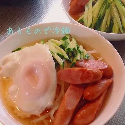 Snapdishの料理写真:冷蔵庫にあるもので冷麺♡|みぃママさん