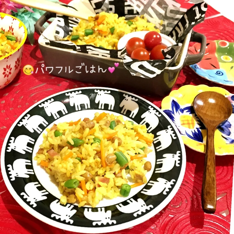 Snapdishの料理写真:*カレー&納豆★ピリッとスタミナスパイシー★|ぷらっとさん