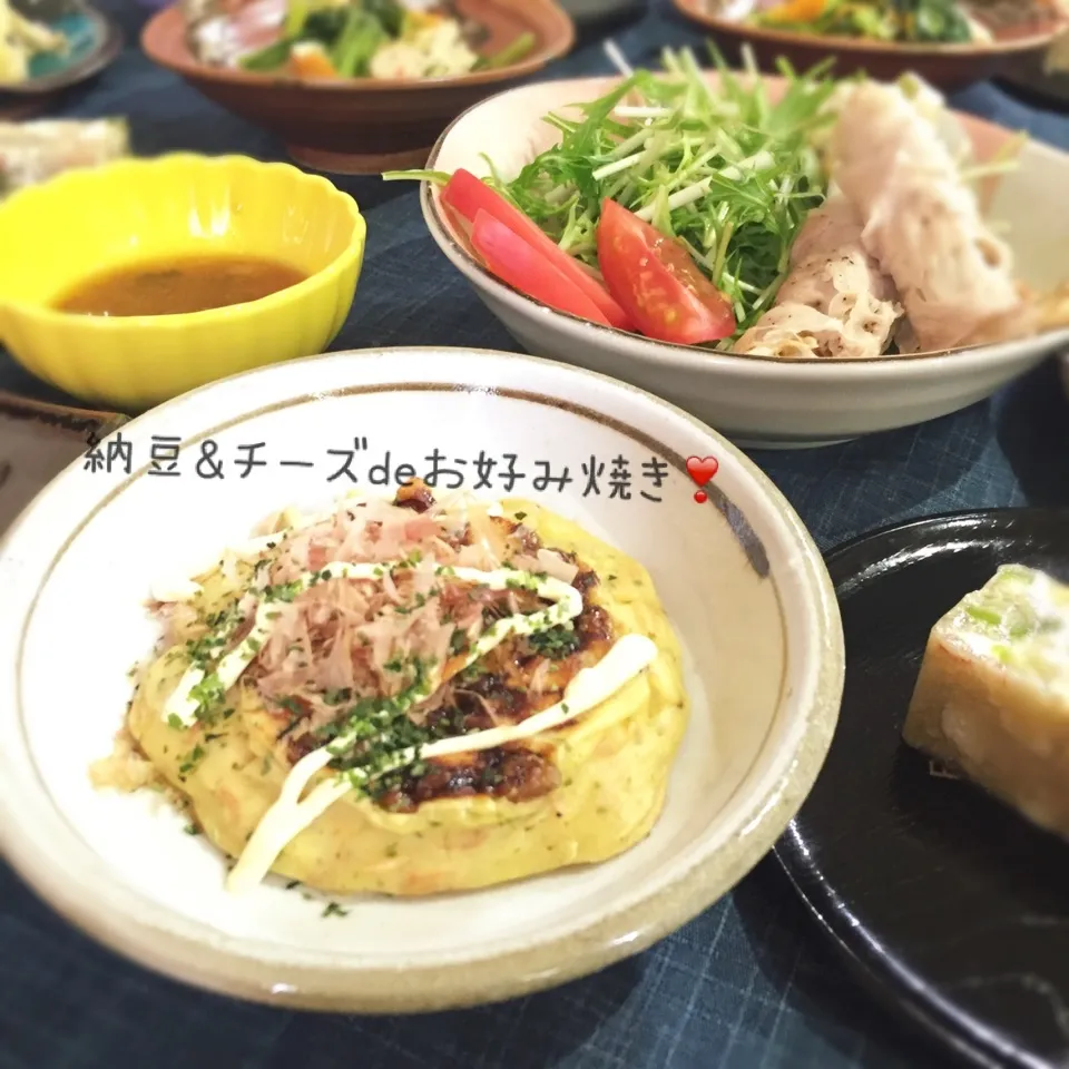 ふんわり豆腐生地で【納豆チーズのお好み焼き】|ぷらっとさん