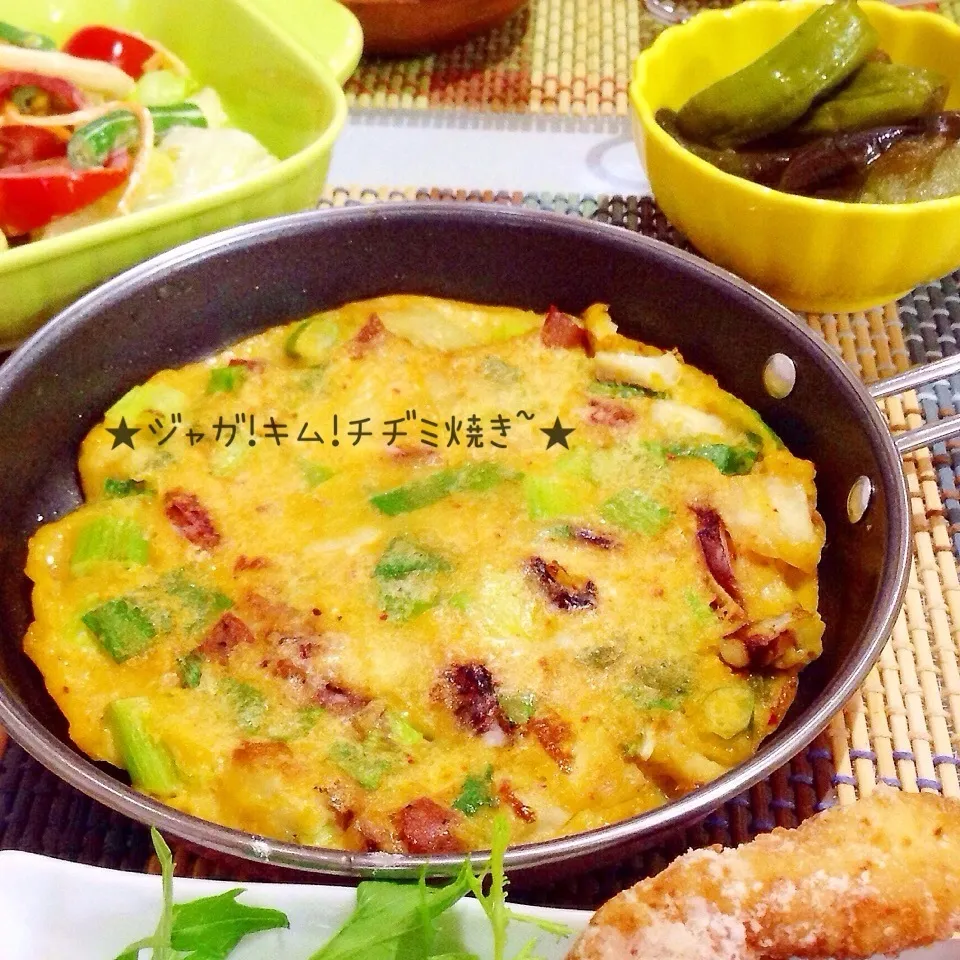 (๑◕ˇڡˇ◕๑)じゃが芋deもっちり!ピリ辛〜チヂミ焼き|ぷらっとさん