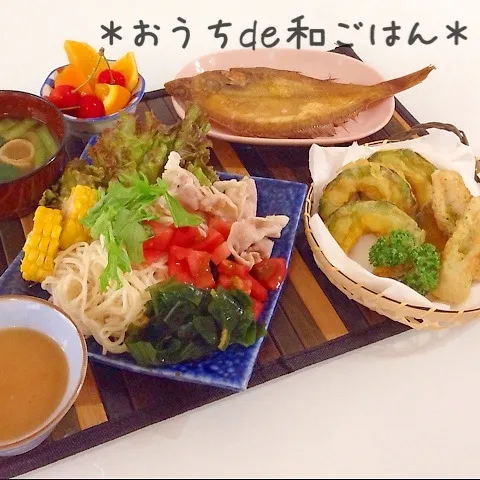 Snapdishの料理写真:(*^◯^*)色々食べたぁ〜い❗️トッピング漬け麺定食〜＊|ぷらっとさん