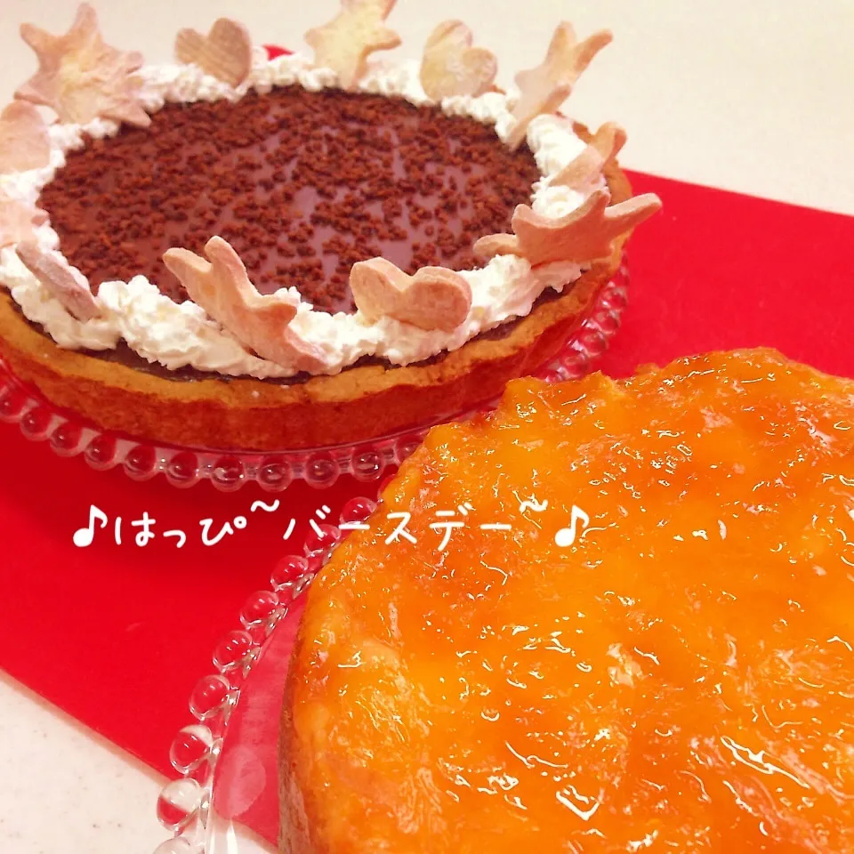 Snapdishの料理写真:☆チョコタルト＊みかんケーキ☆|ぷらっとさん