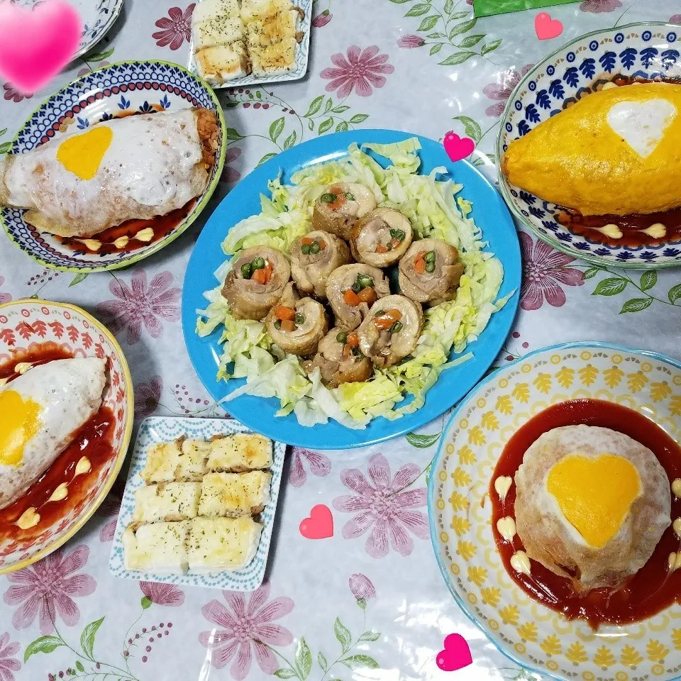 ʚ❤ɞのオムライスで夜ご飯|かずよさん