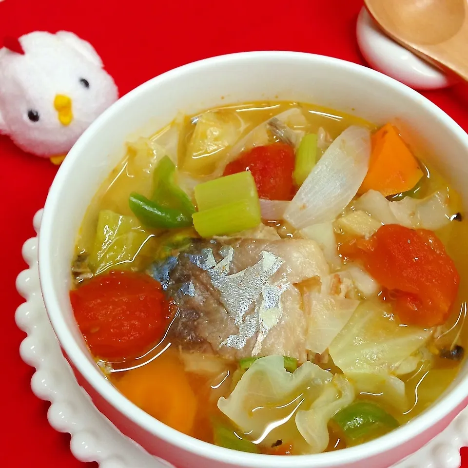 Snapdishの料理写真:毒だし脂肪燃焼スープ✿ 鯖の水煮缶入り〜|★えっちゃん★さん