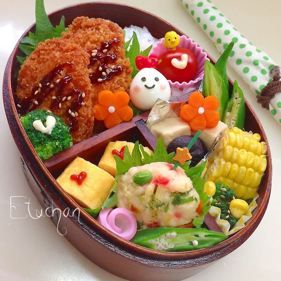 主人の夜勤弁当♡ヒレカツ〜|★えっちゃん★さん