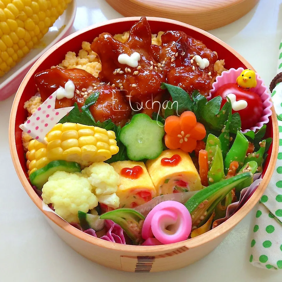 主人の夜勤弁当♡鶏の照り焼き〜|★えっちゃん★さん