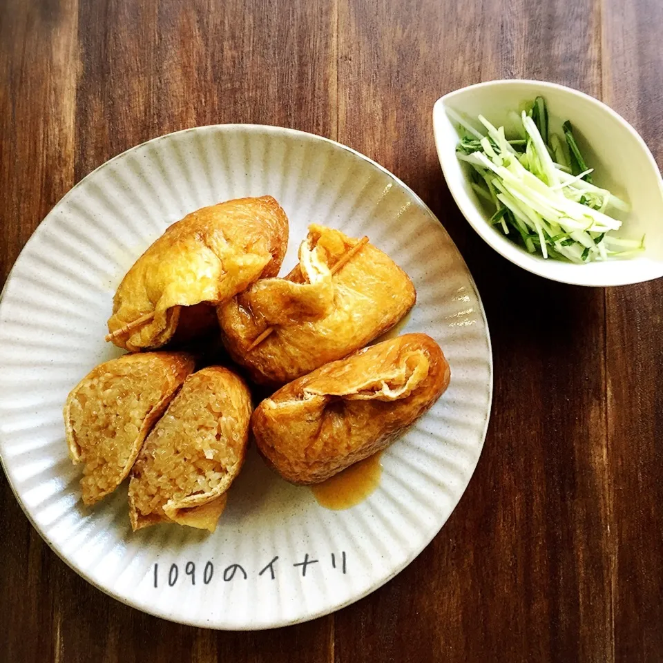 Snapdishの料理写真:とくおのイナリ♡とくおの水菜のわさび漬け♡|好ちゃんさん