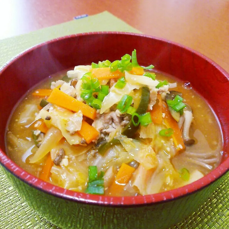 野菜たっぷりキムチあんかけうどん|みっぷんさん