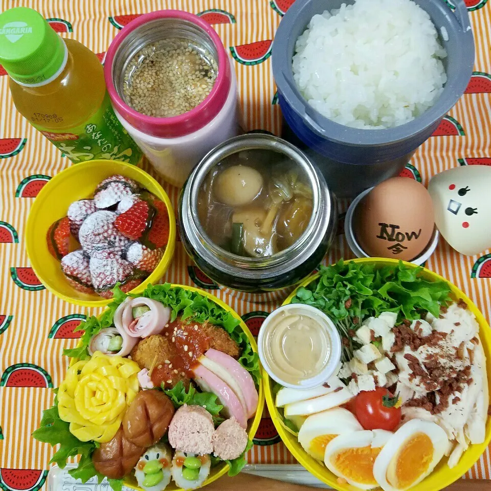 中華丼と芽キャベツスープ|happy♥️happyさん