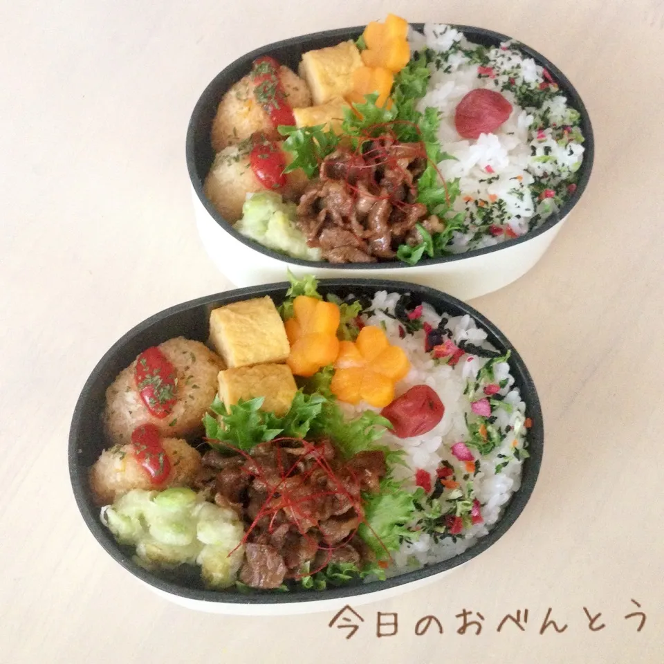 中学生娘と高校生娘のお弁当です。|かなぷんさん