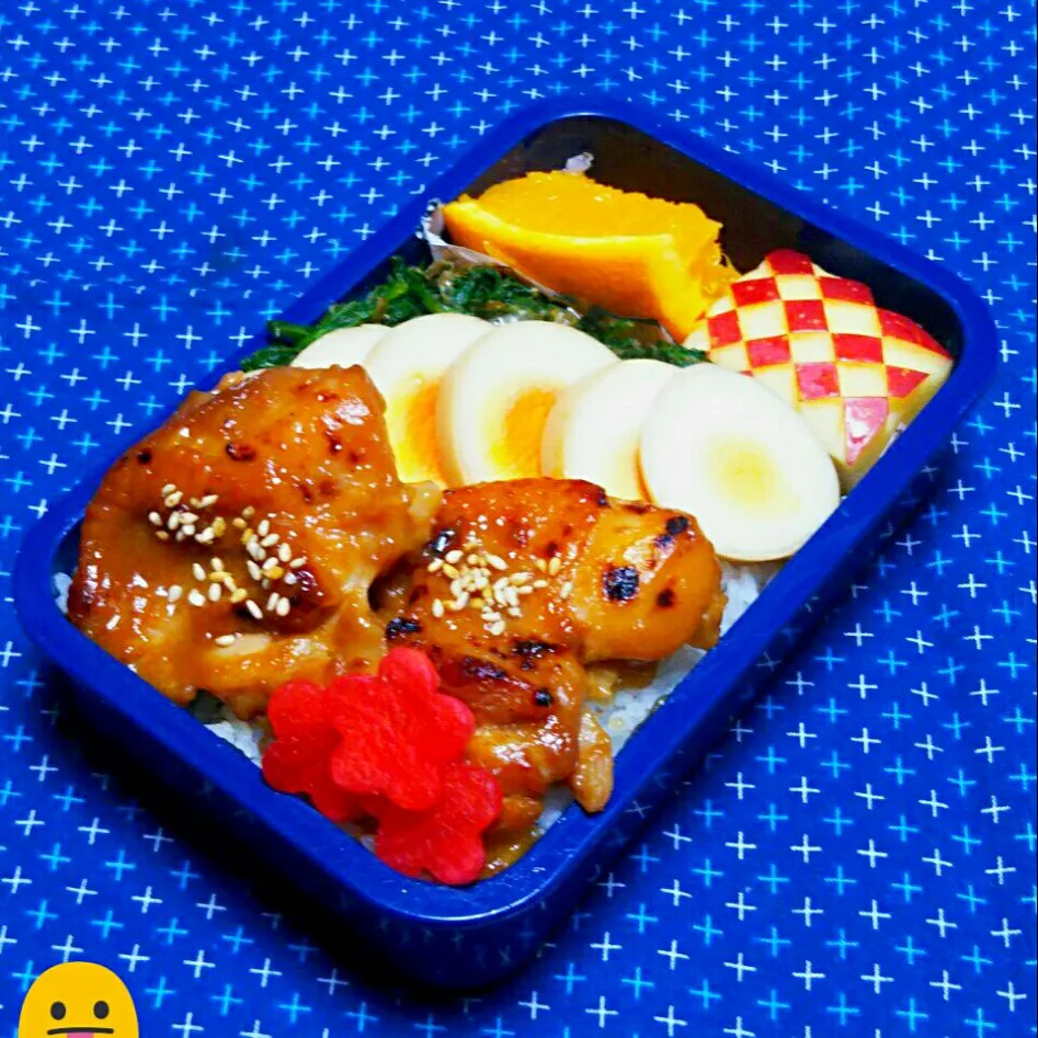 息子のお弁当(ﾘｸ、鶏の照り焼き‼のっけ弁😬)|かあたん(元ポップン)さん