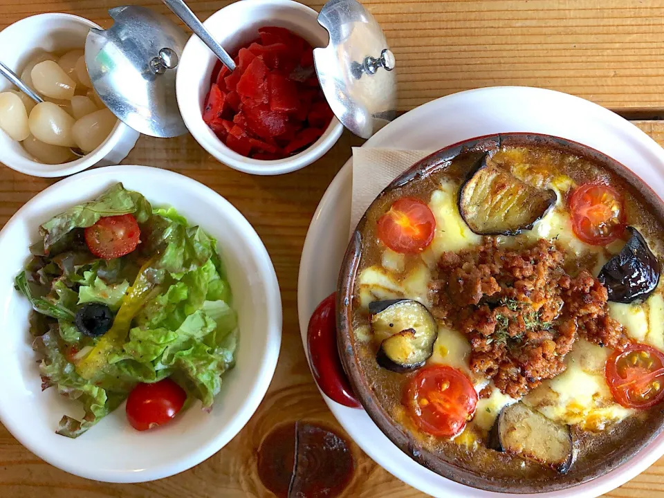 Snapdishの料理写真:ナスとひき肉トマトの焼きカレー|Masayoさん