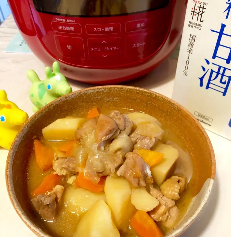 甘酒で鶏じゃが煮|ぷーはるひゅうさん