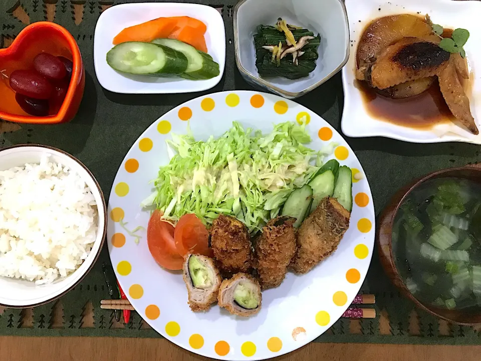 ナスの肉巻きフライ定食|ゆうかさんさん