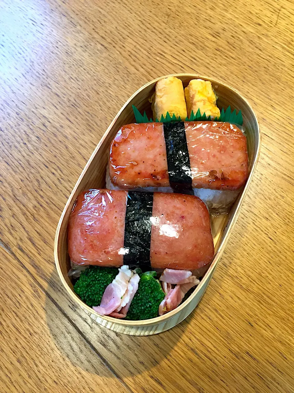 娘ちゃん塾弁当  スパムおにぎり #わっぱ弁当|まつださんさん